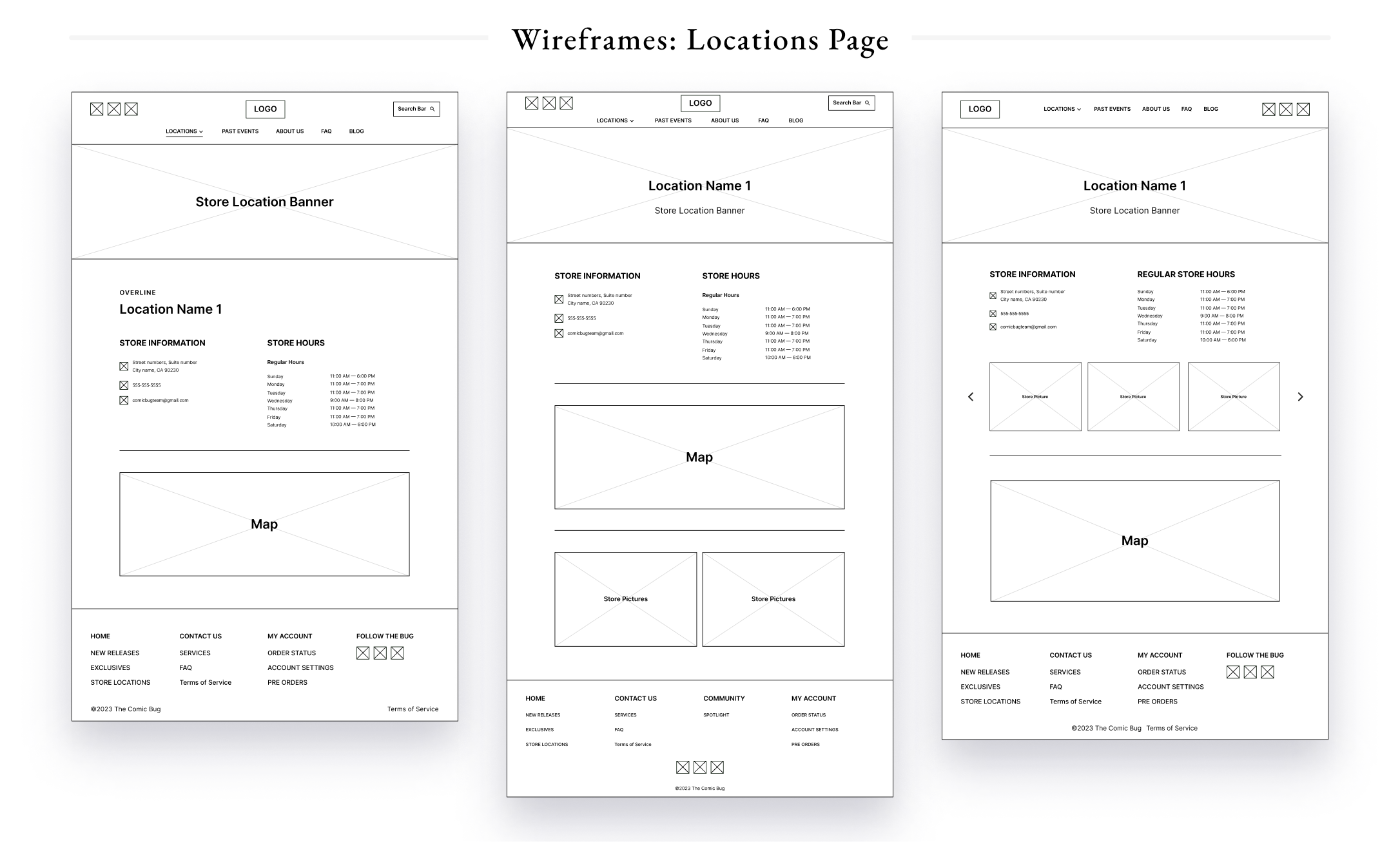 wireframes – locations